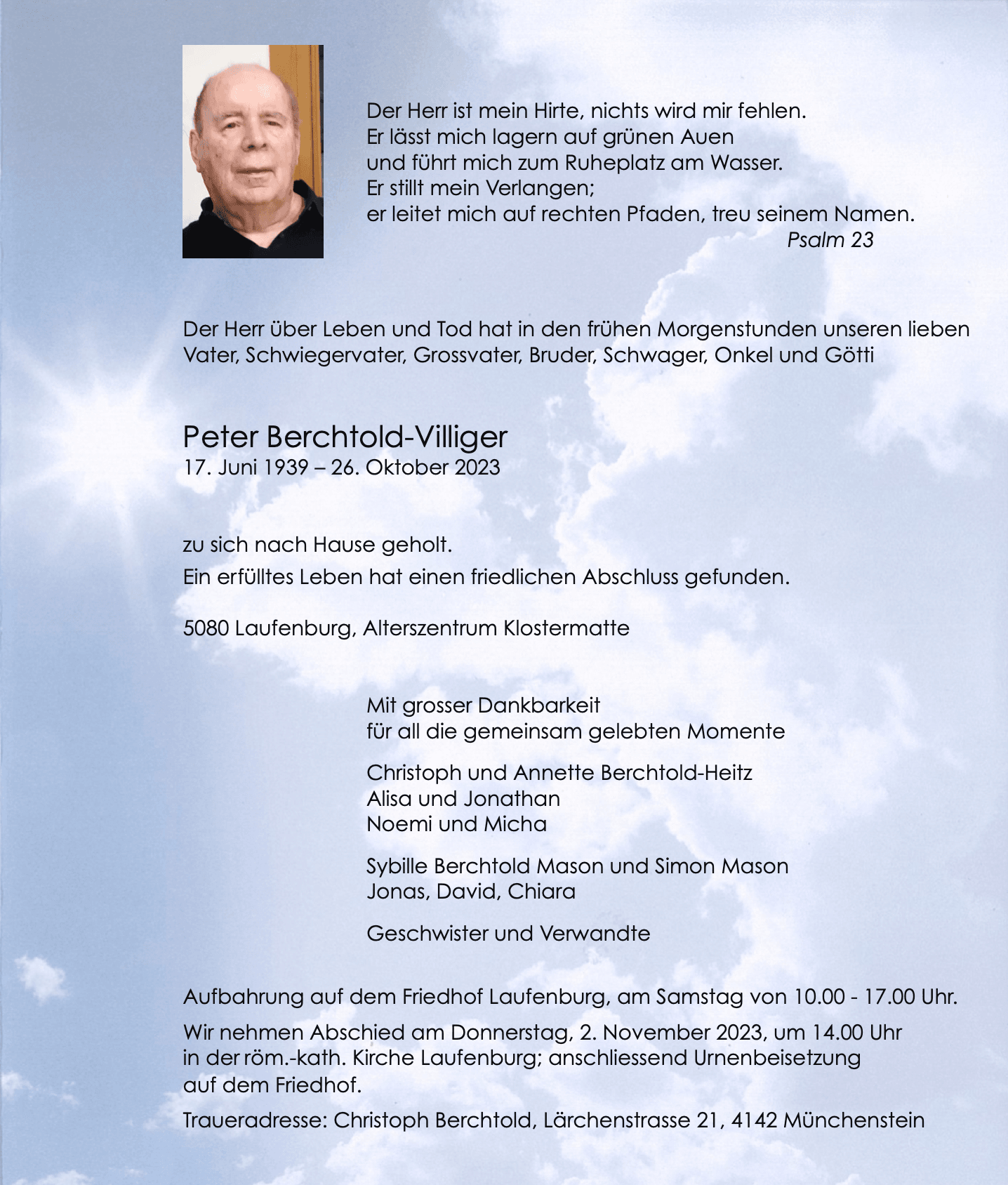 Bild der Todesanzeige