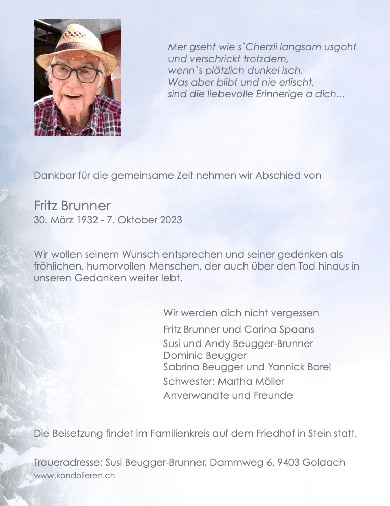 Bild der Todesanzeige