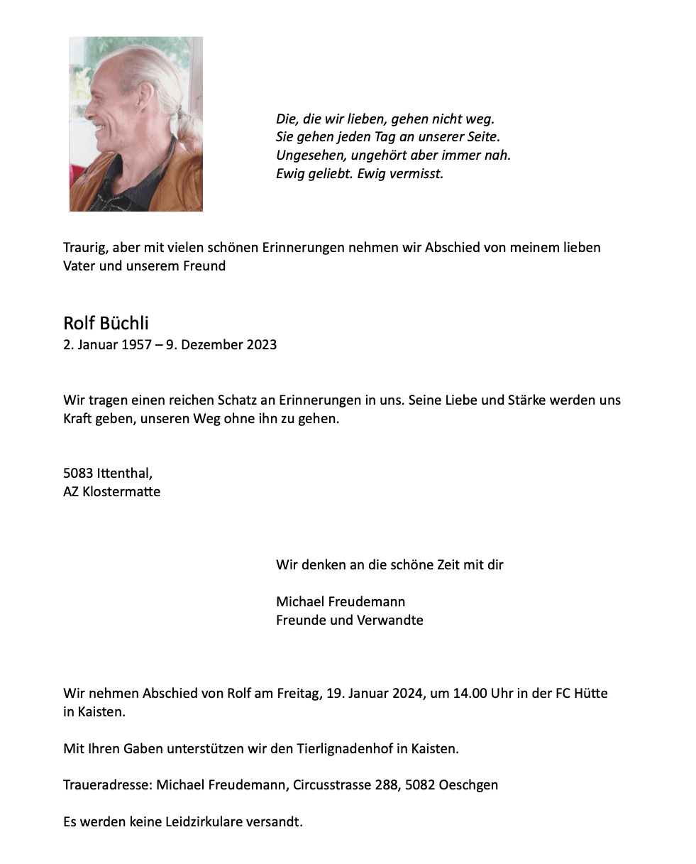 Bild der Todesanzeige