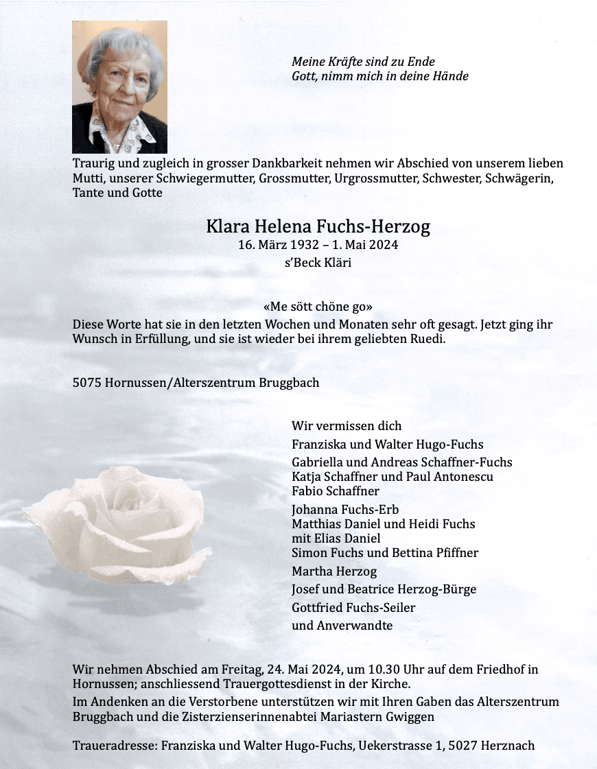 Bild der Todesanzeige