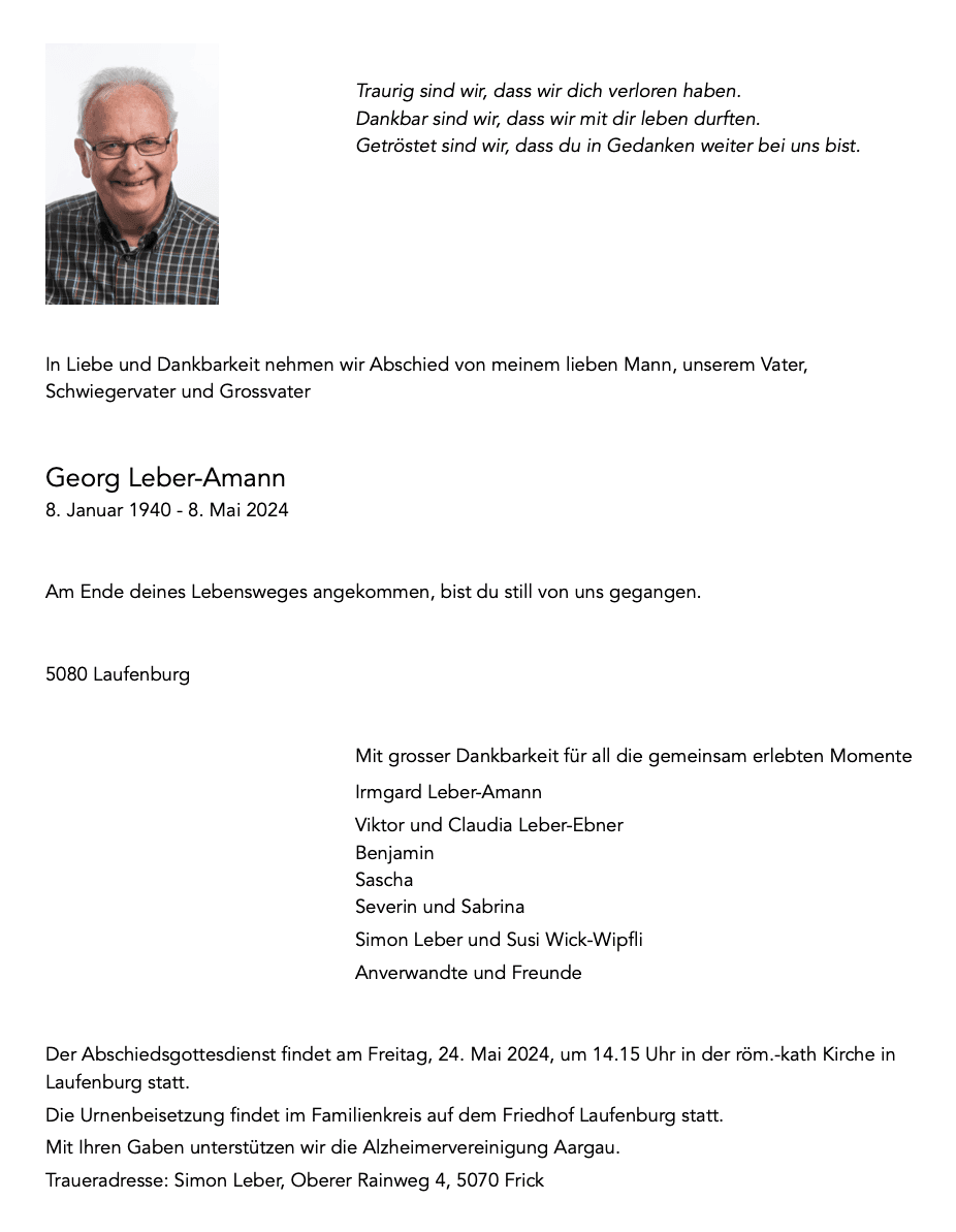 Bild der Todesanzeige