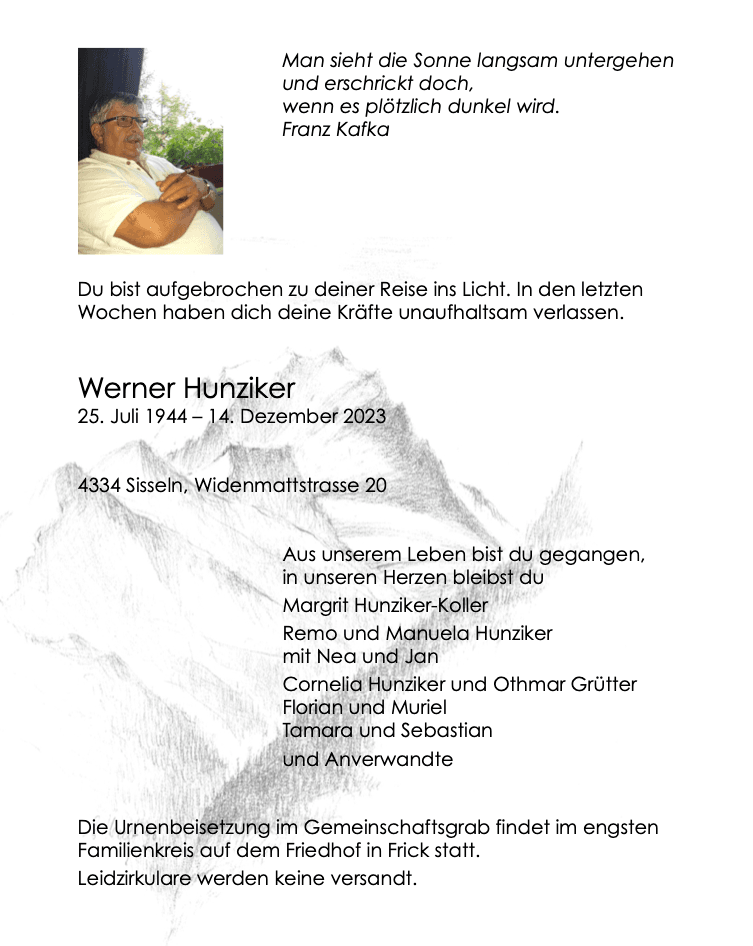 Bild der Todesanzeige
