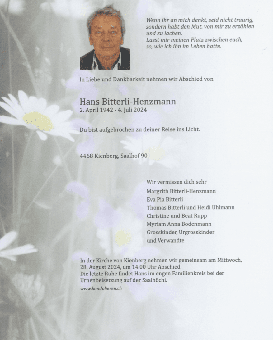 Bild der Todesanzeige