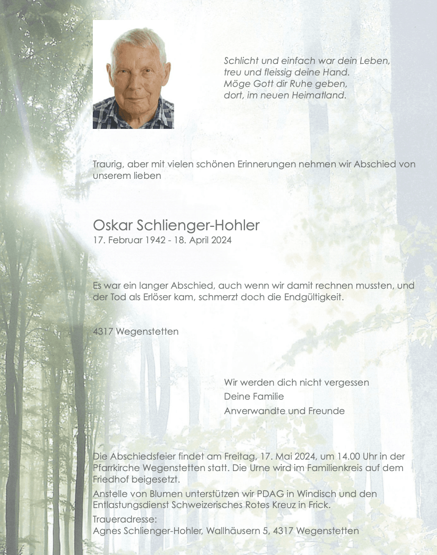 Bild der Todesanzeige
