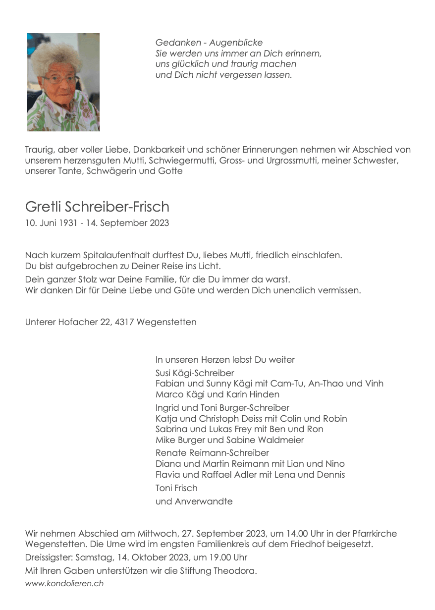 Bild der Todesanzeige