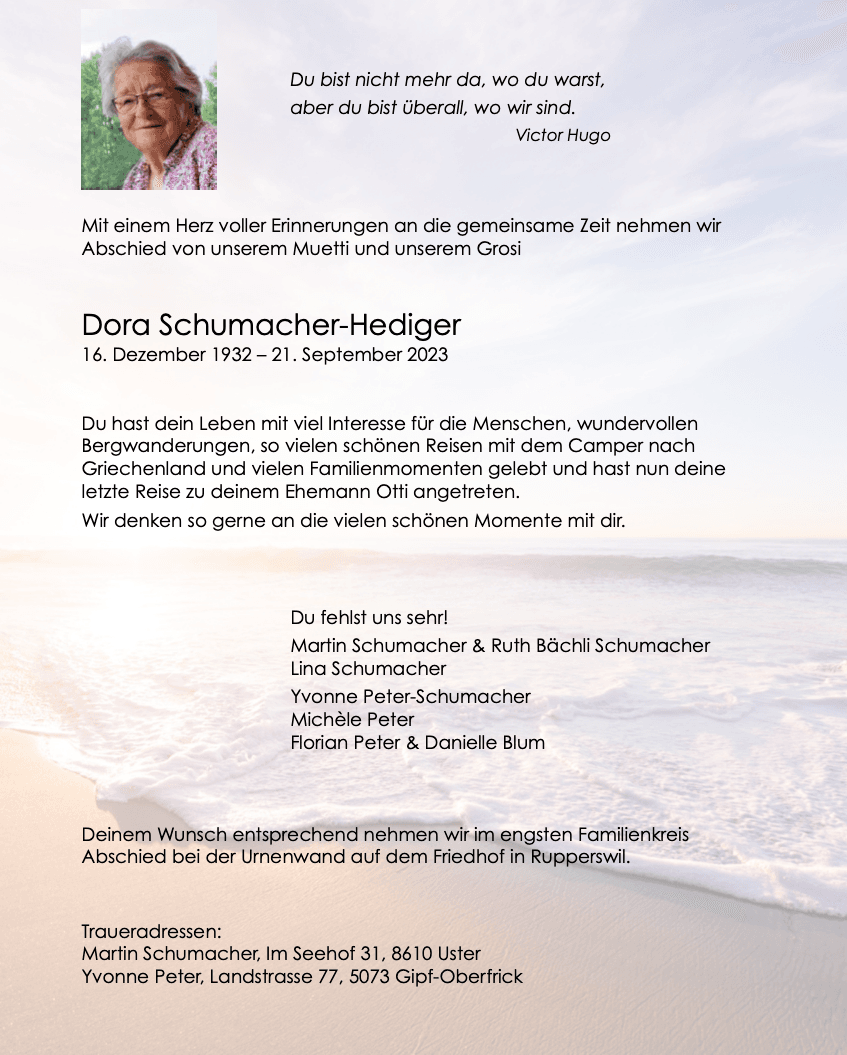 Bild der Todesanzeige