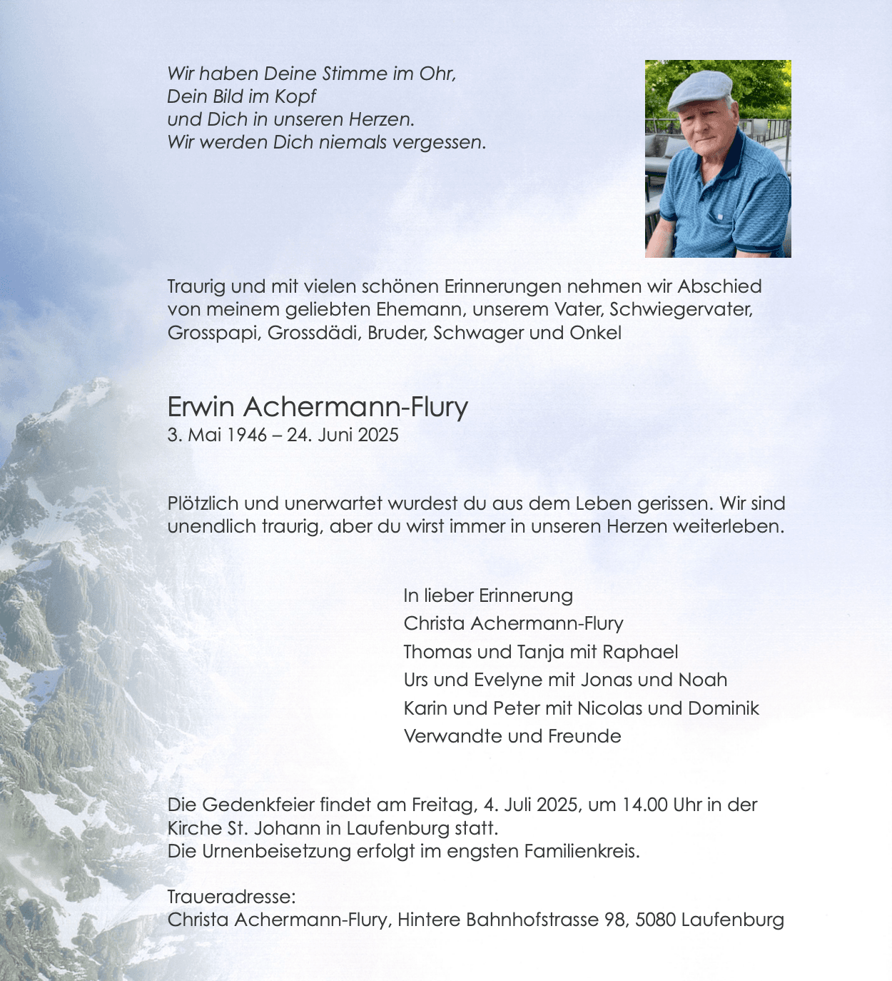 Bild der Todesanzeige