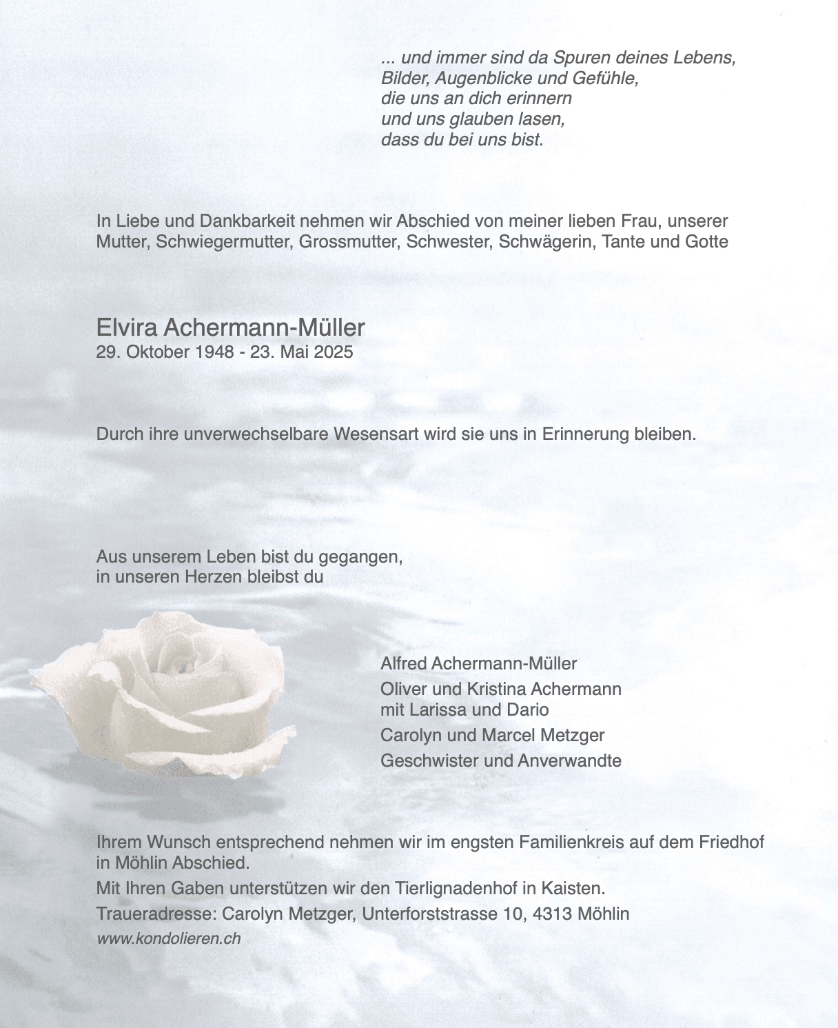Bild der Todesanzeige