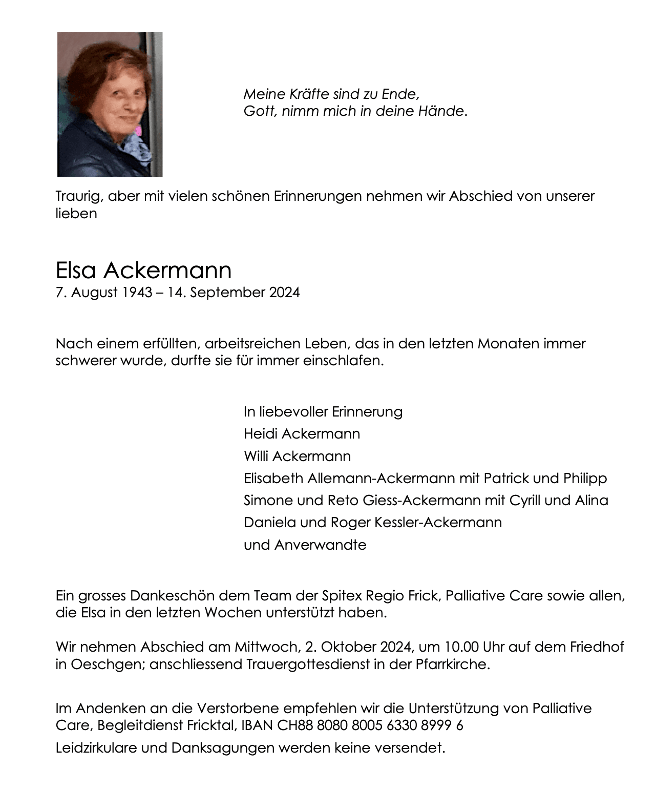 Bild der Todesanzeige