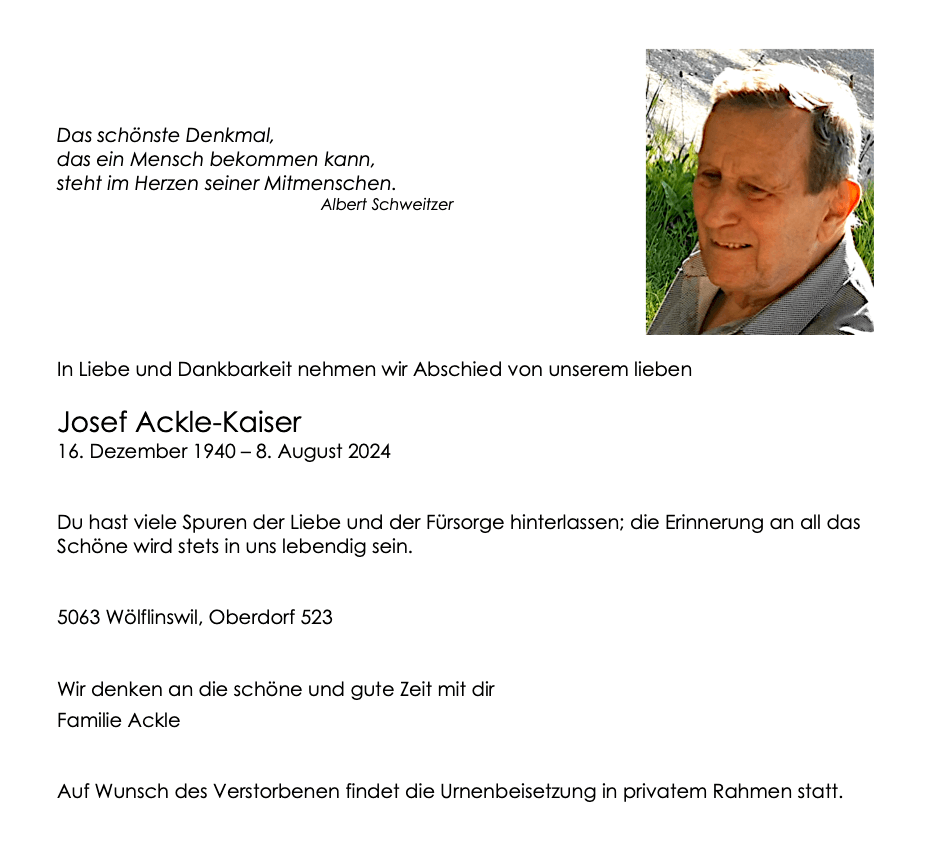 Bild der Todesanzeige