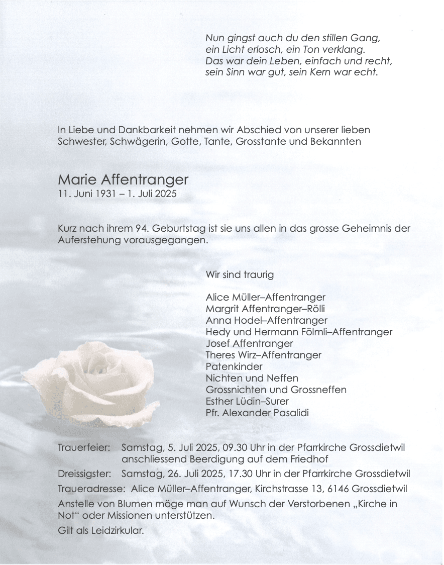 Bild der Todesanzeige