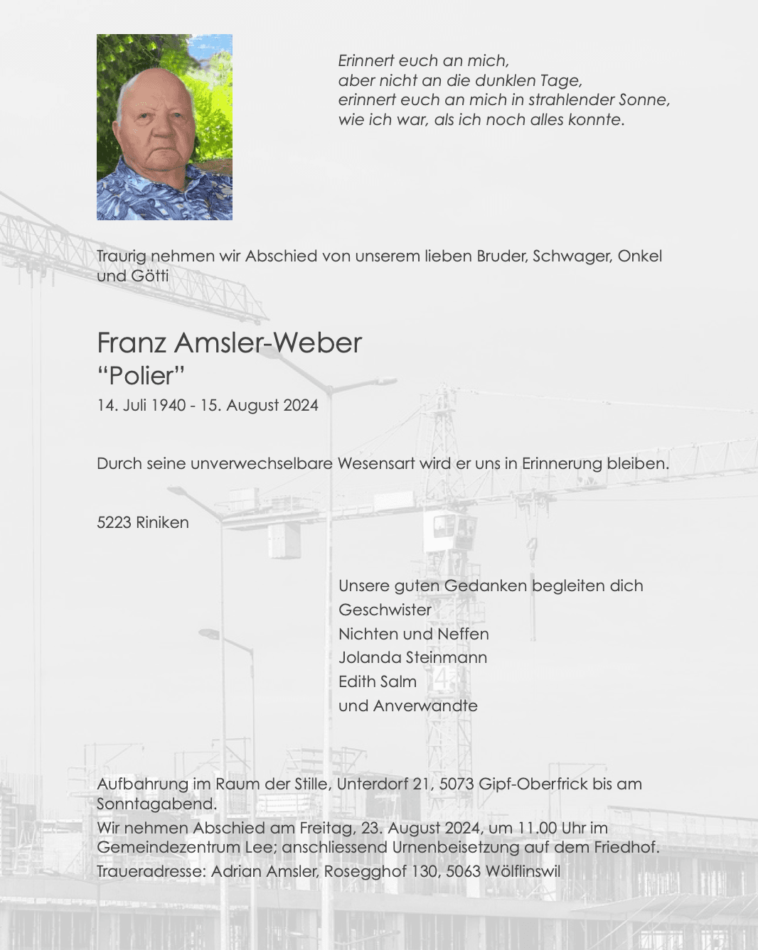 Bild der Todesanzeige