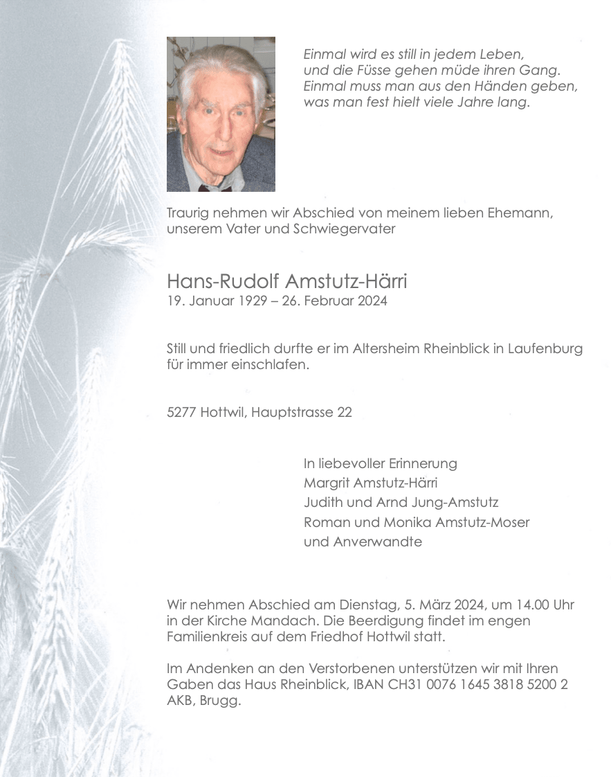 Bild der Todesanzeige