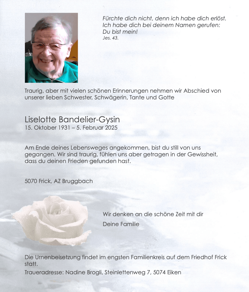 Bild der Todesanzeige