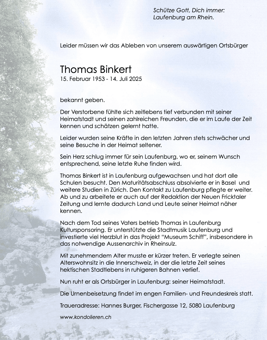 Bild der Todesanzeige