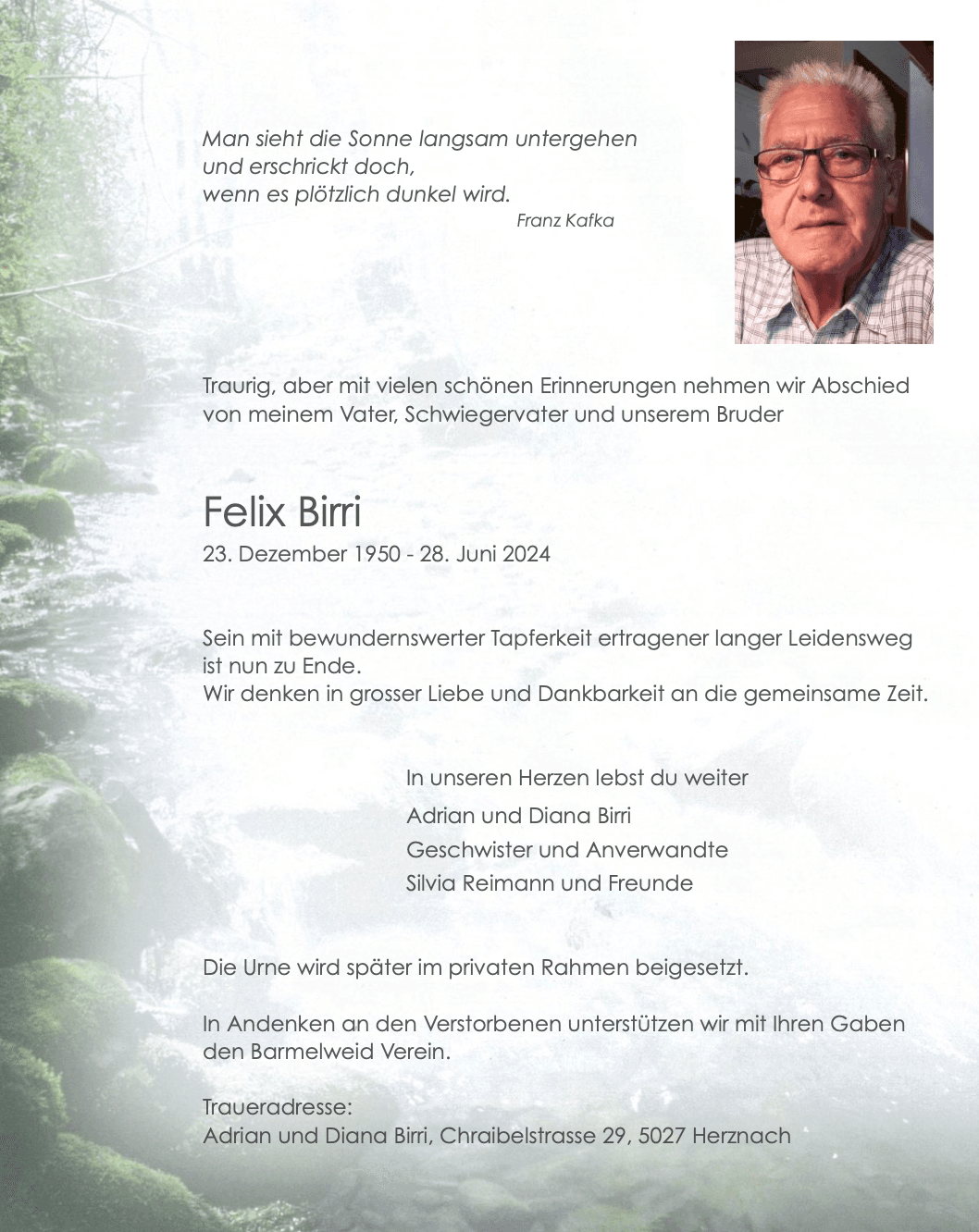 Bild der Todesanzeige
