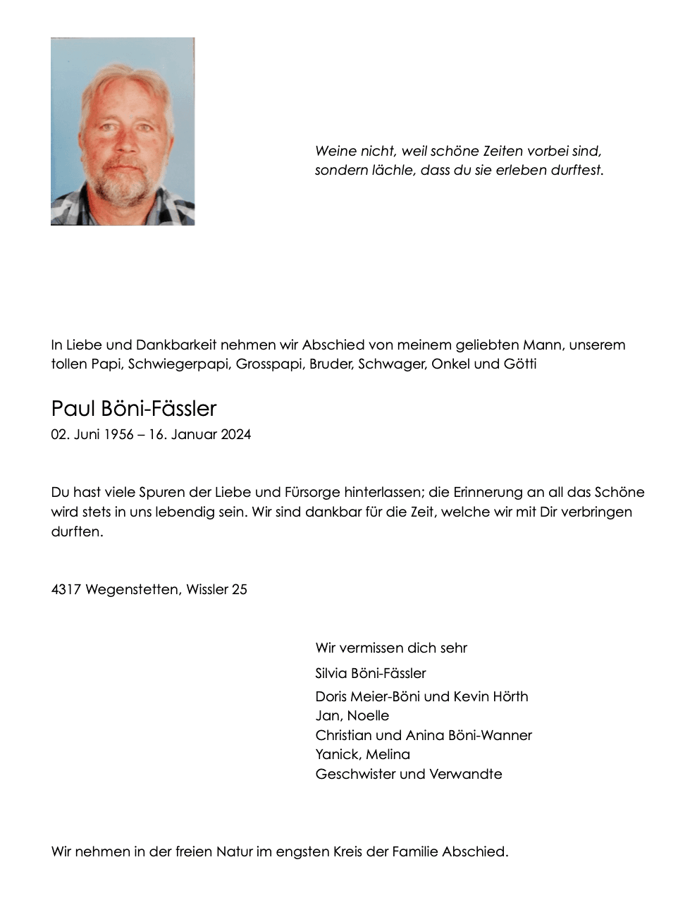Bild der Todesanzeige