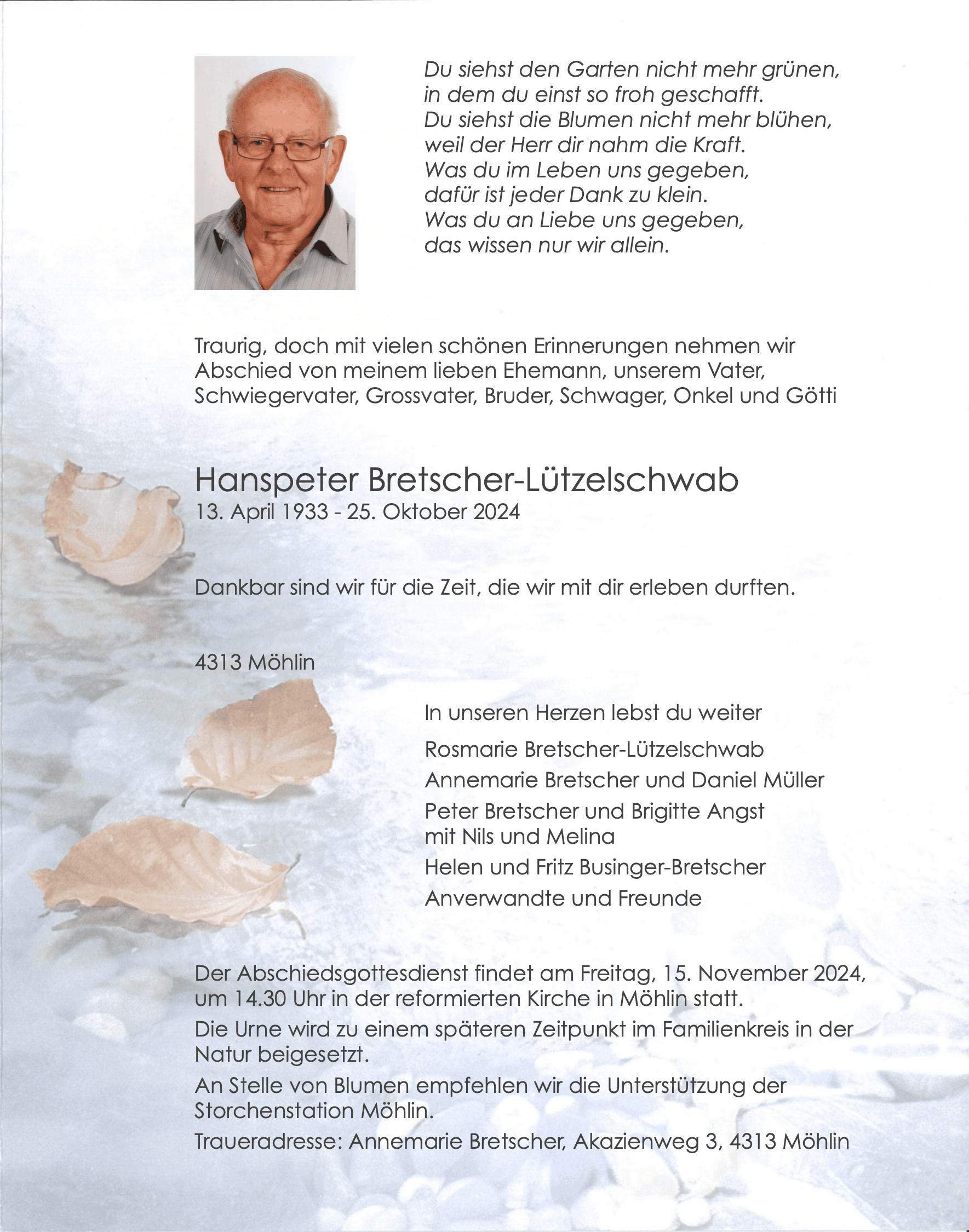 Bild der Todesanzeige