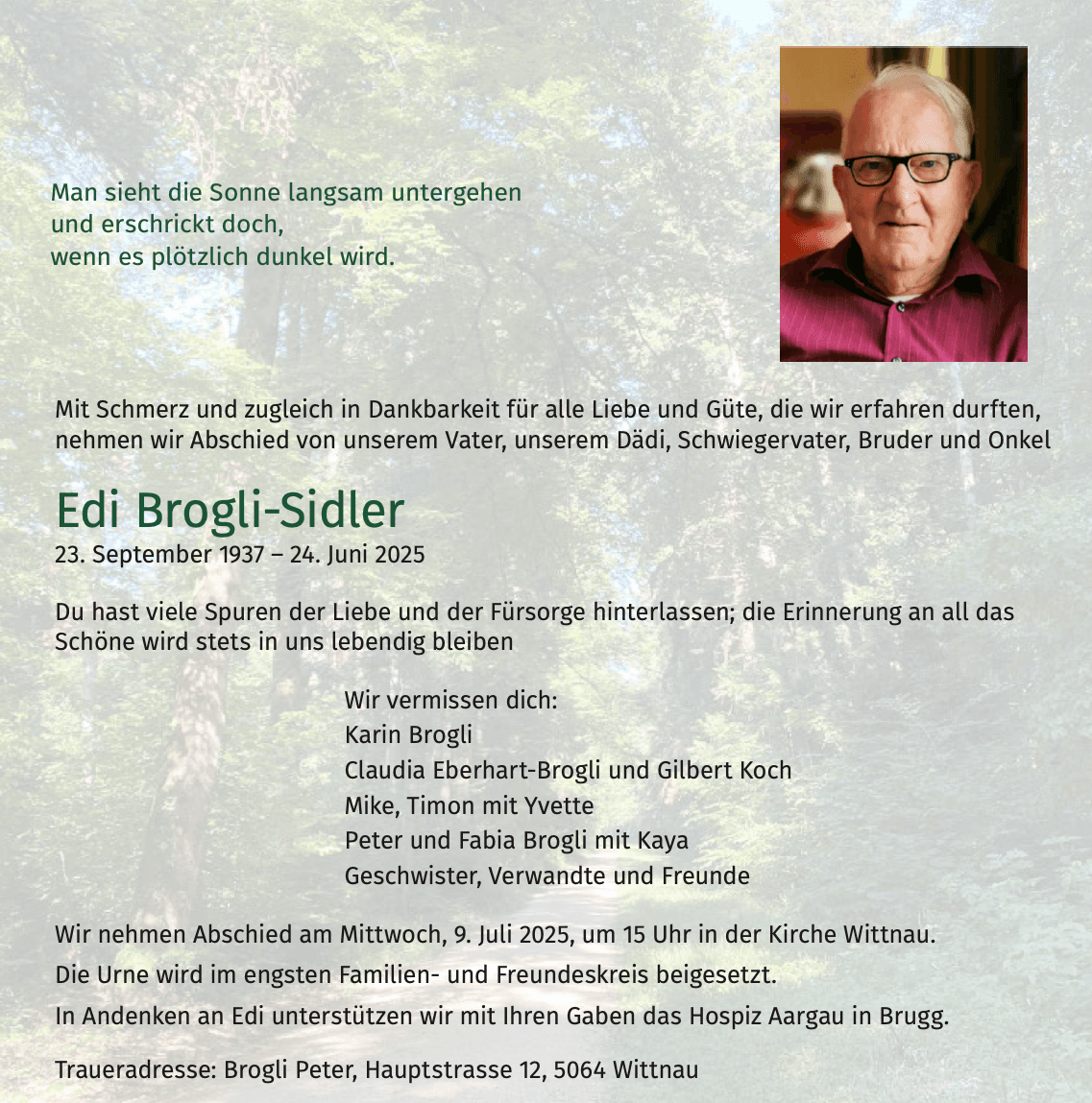 Bild der Todesanzeige