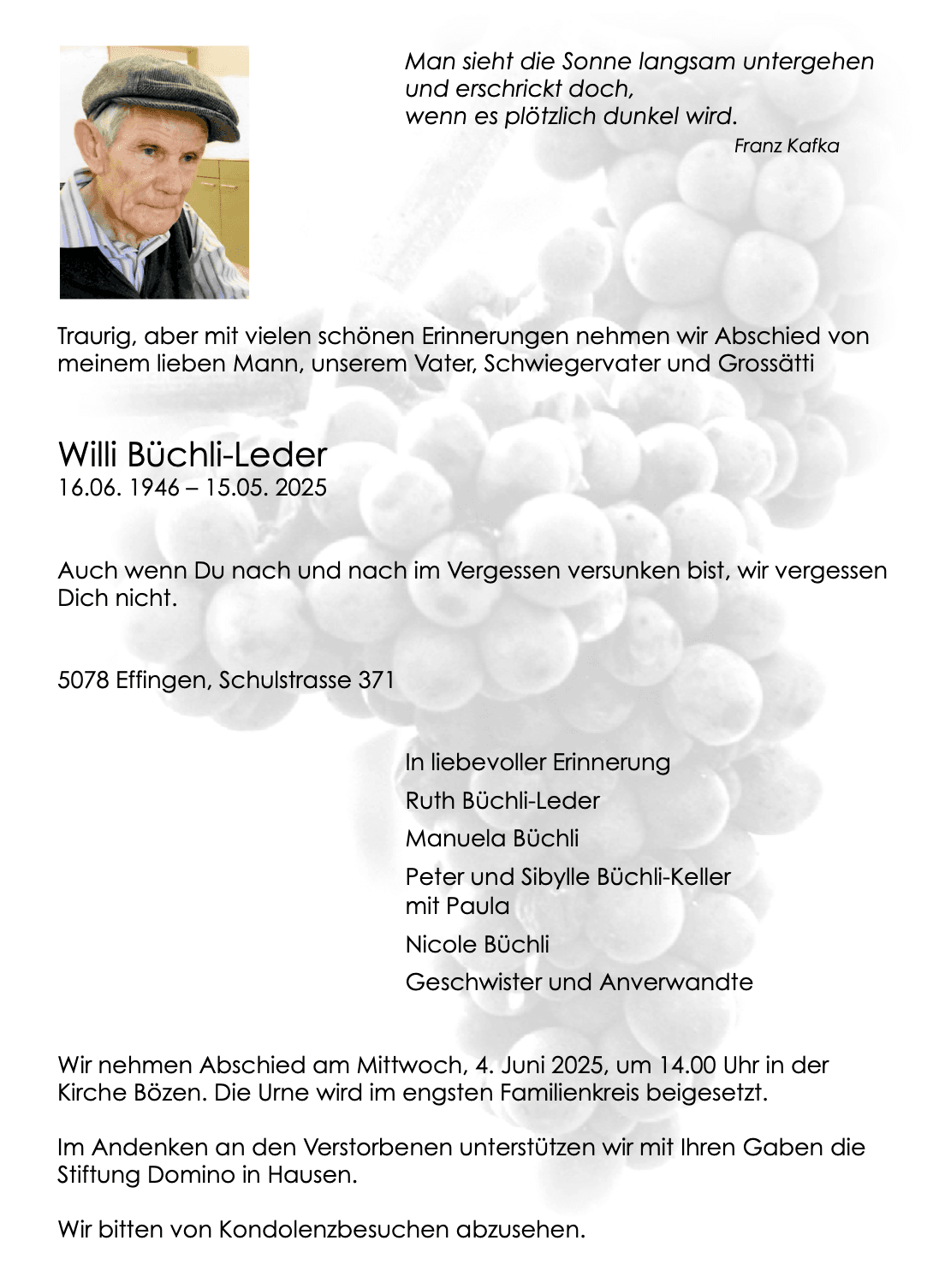 Bild der Todesanzeige