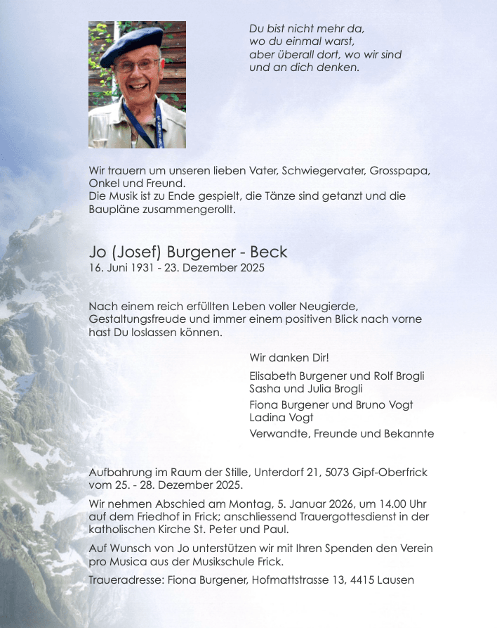 Bild der Todesanzeige