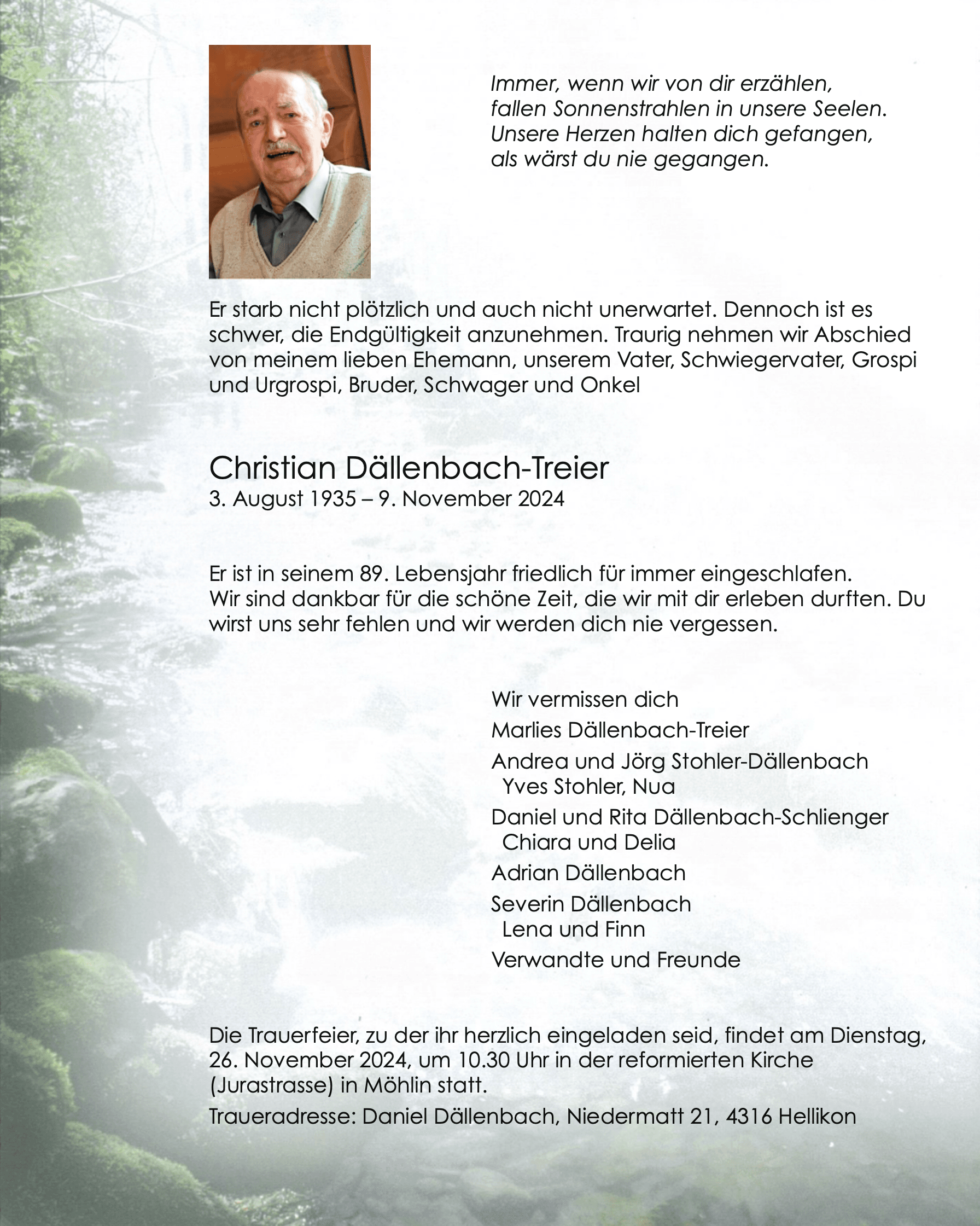Bild der Todesanzeige