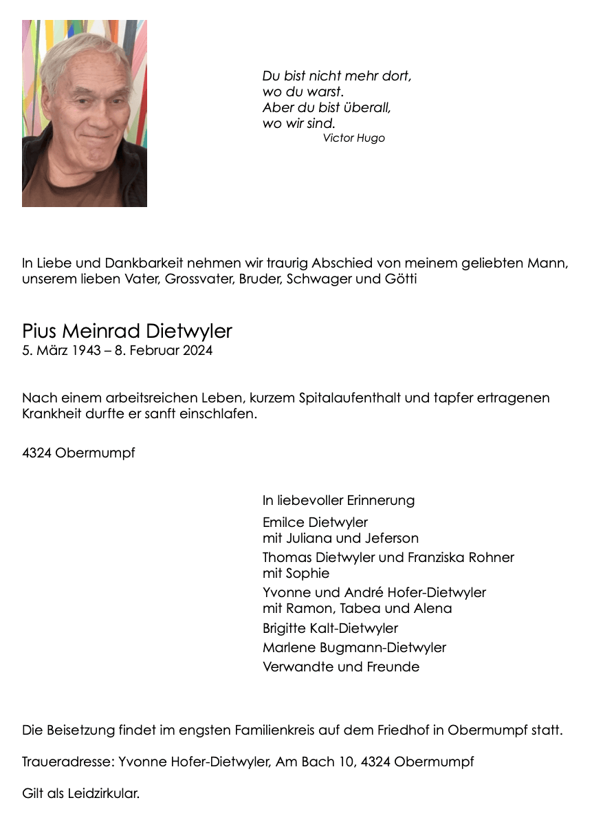 Bild der Todesanzeige