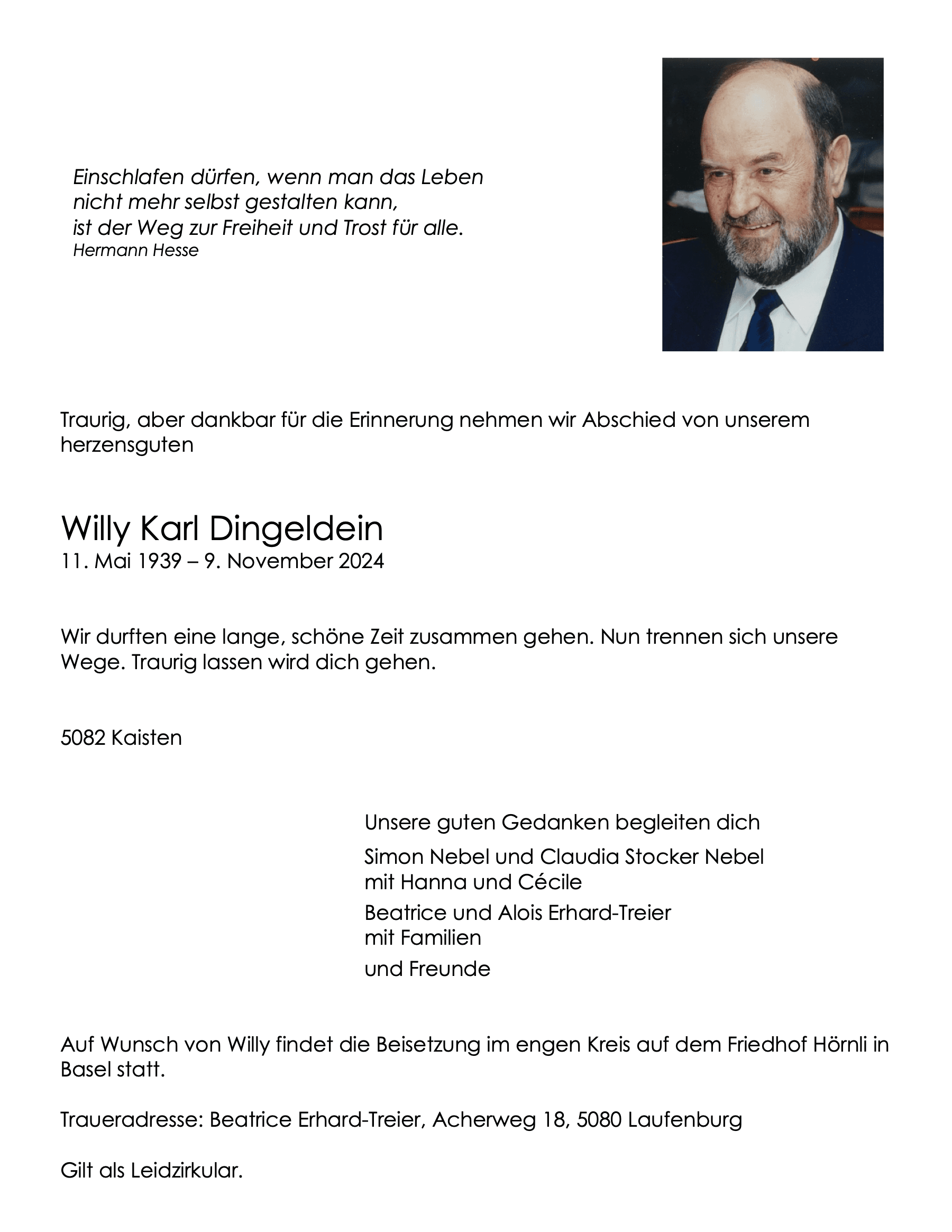 Bild der Todesanzeige