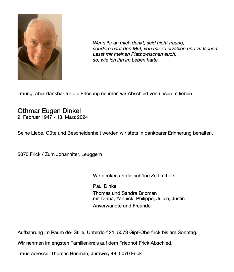 Bild der Todesanzeige