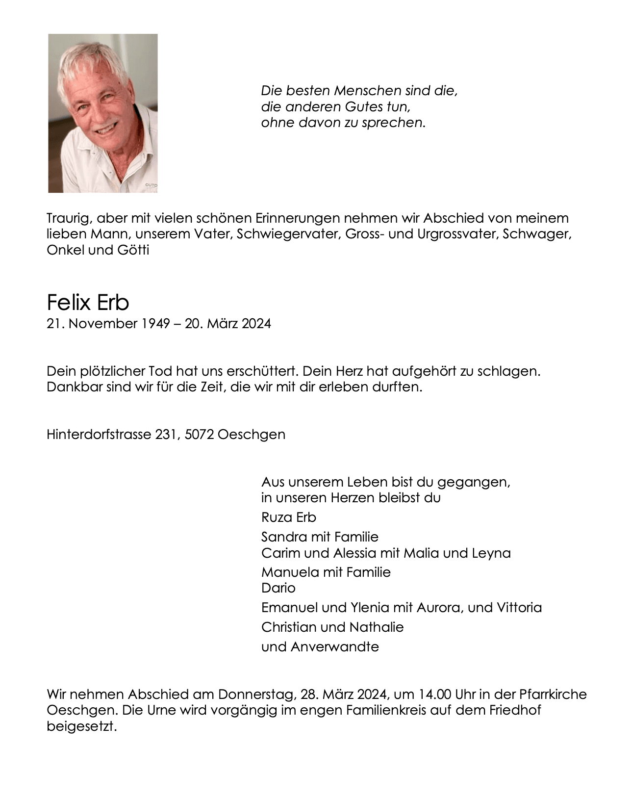 Bild der Todesanzeige