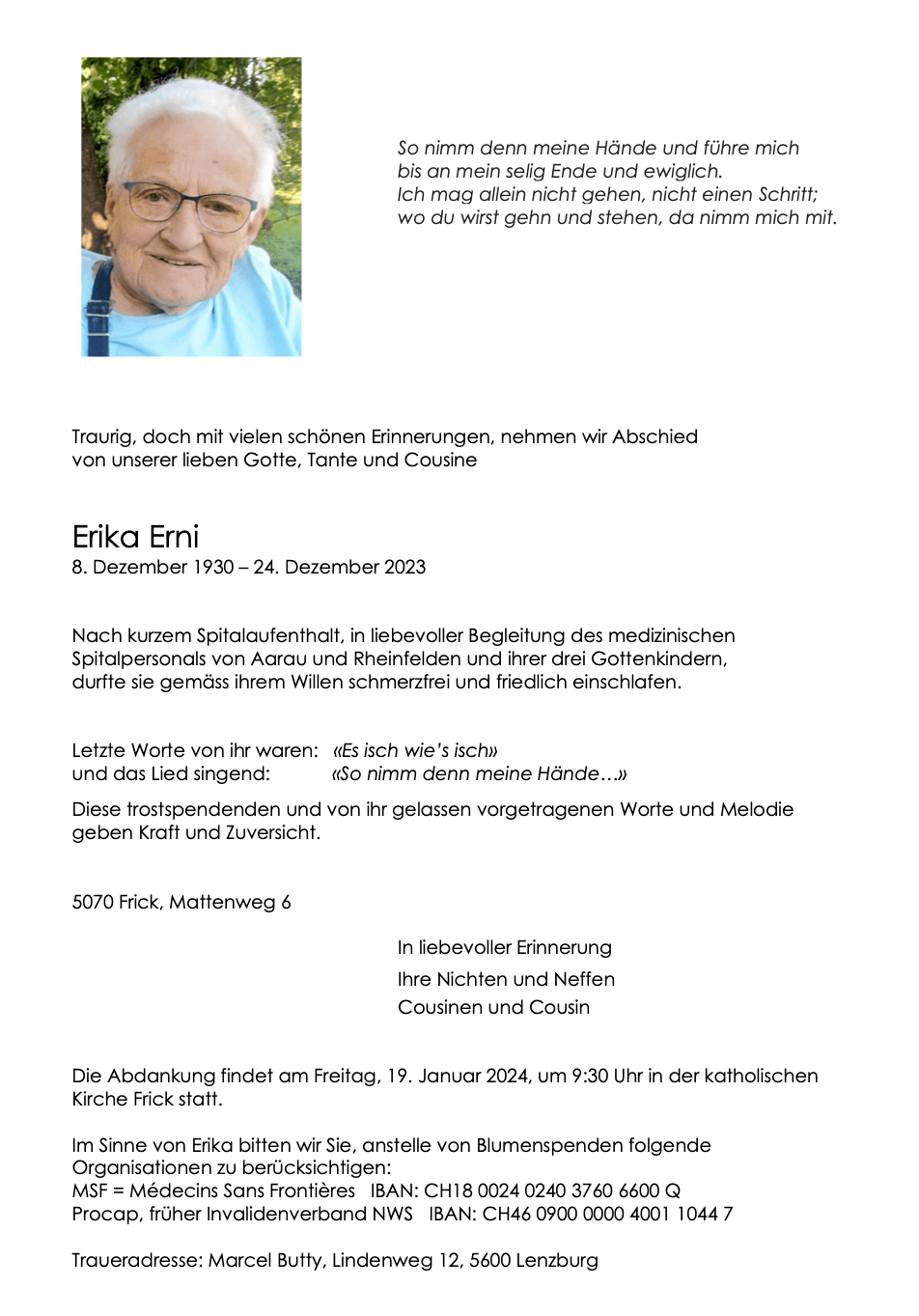 Bild der Todesanzeige