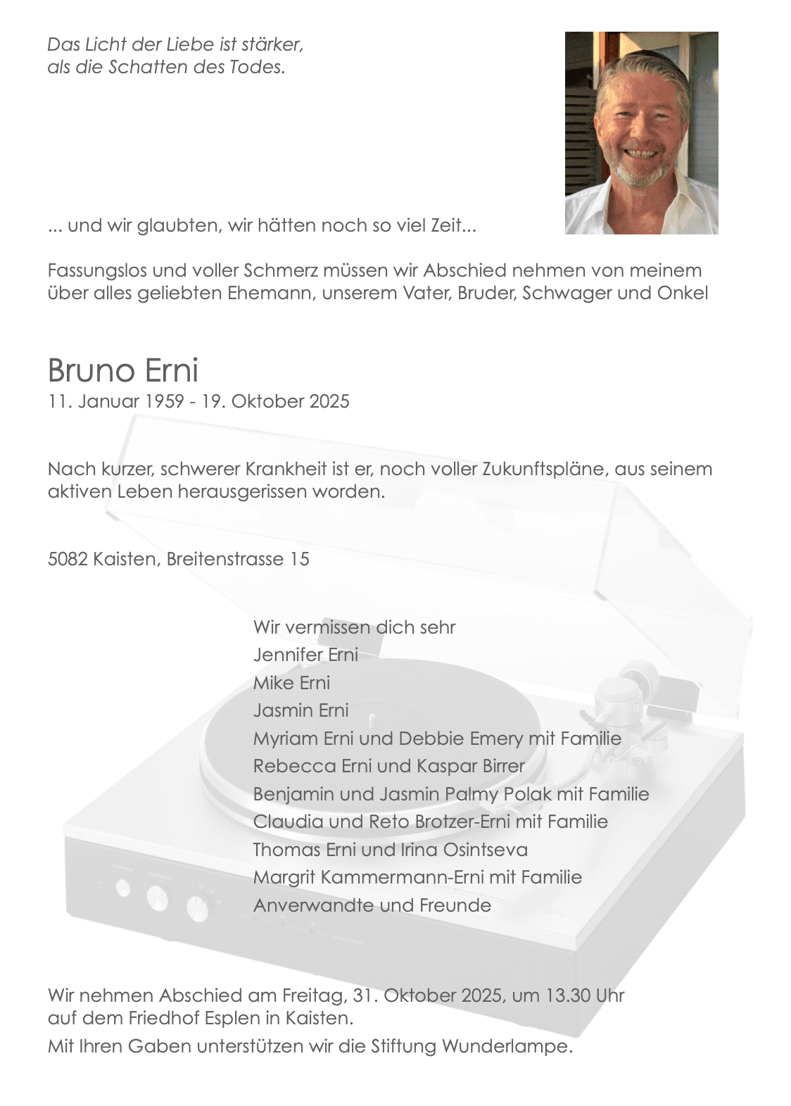 Bild der Todesanzeige