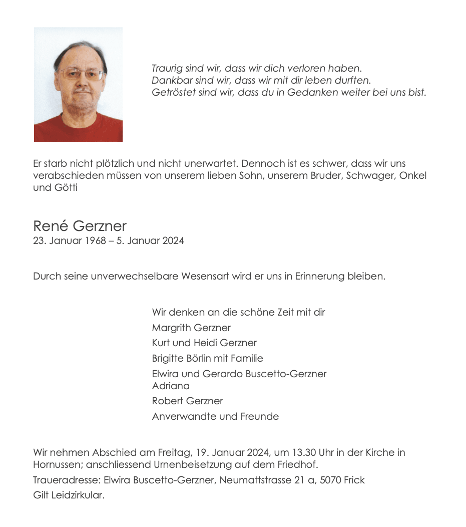 Bild der Todesanzeige