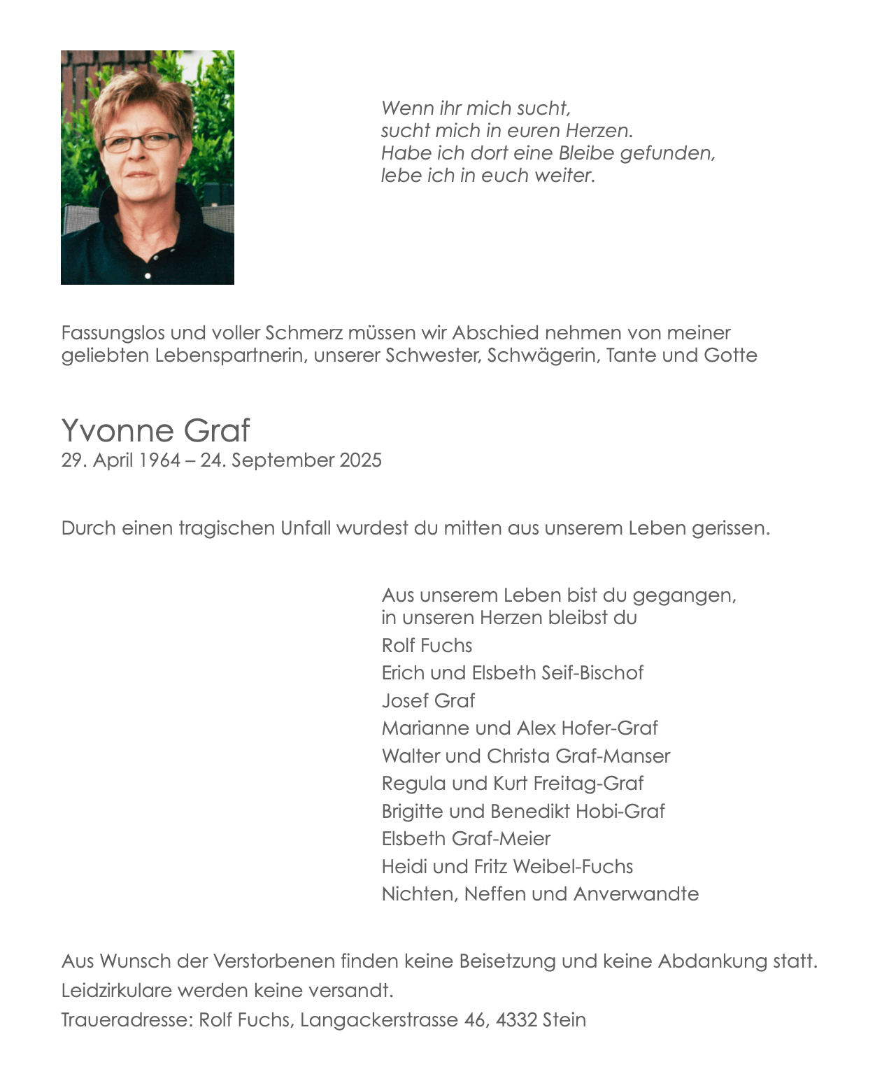 Bild der Todesanzeige