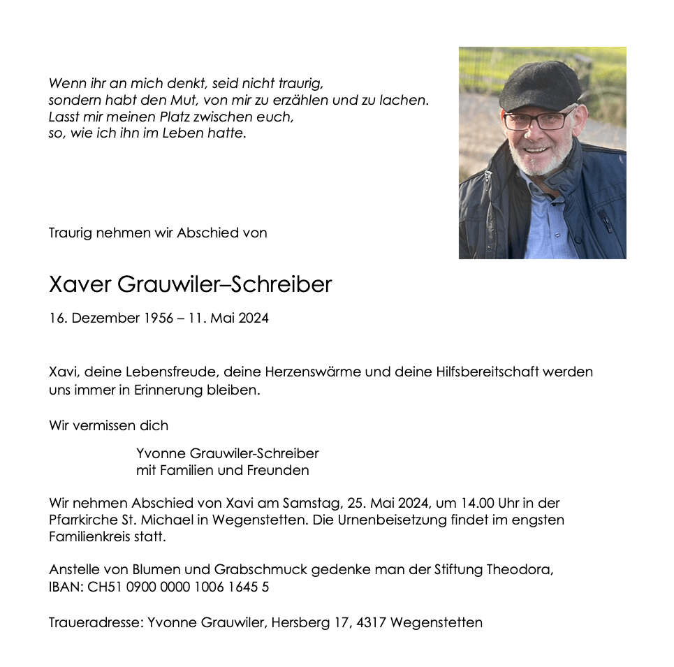 Bild der Todesanzeige