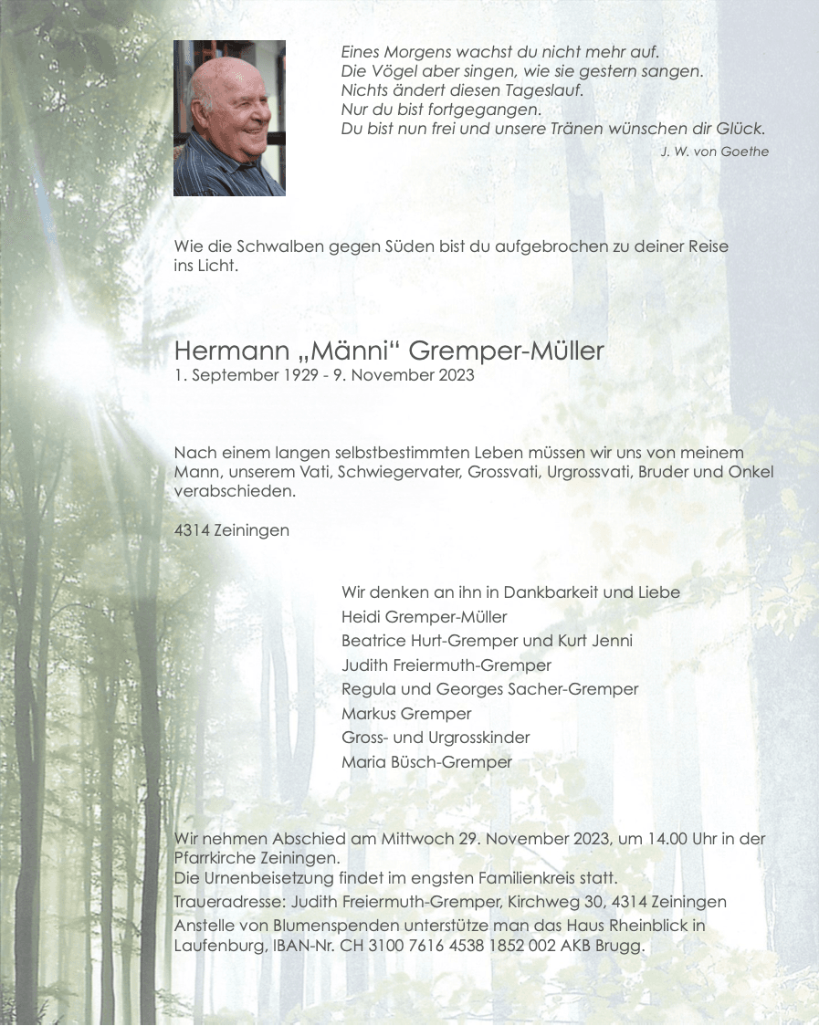 Bild der Todesanzeige