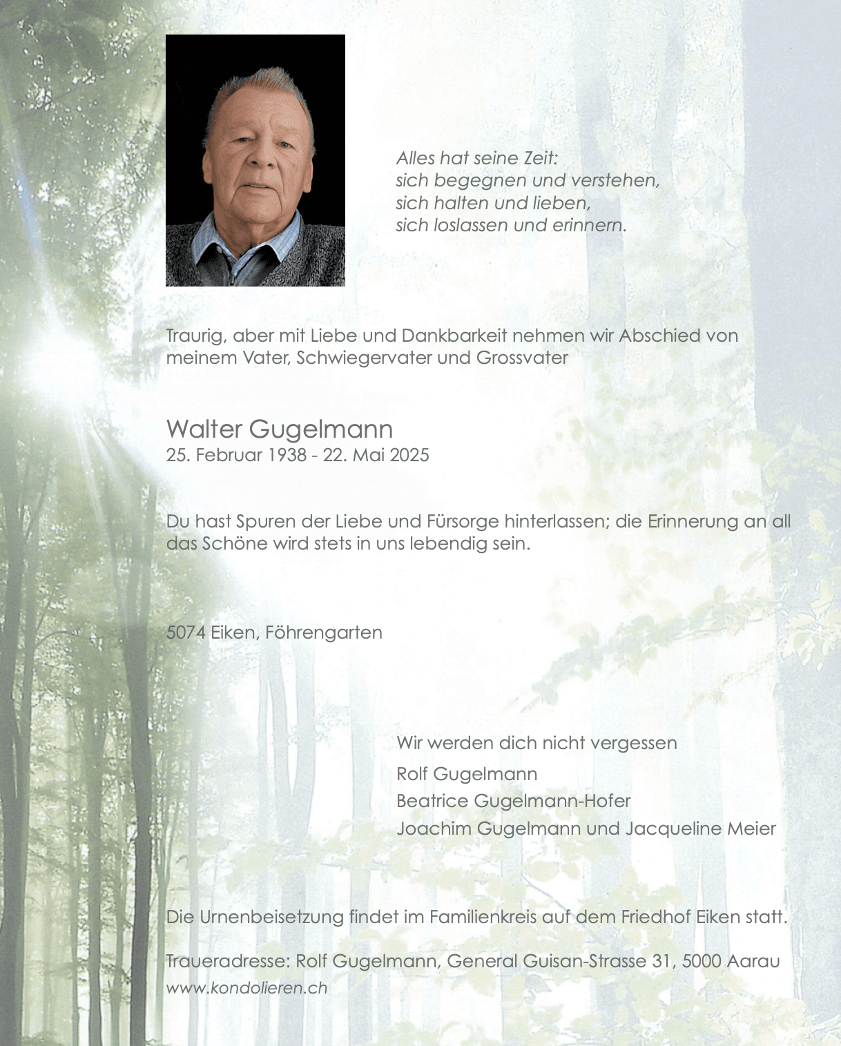 Bild der Todesanzeige