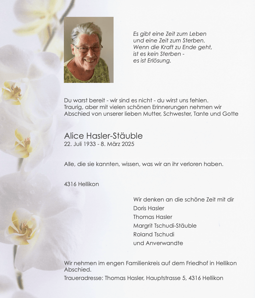 Bild der Todesanzeige