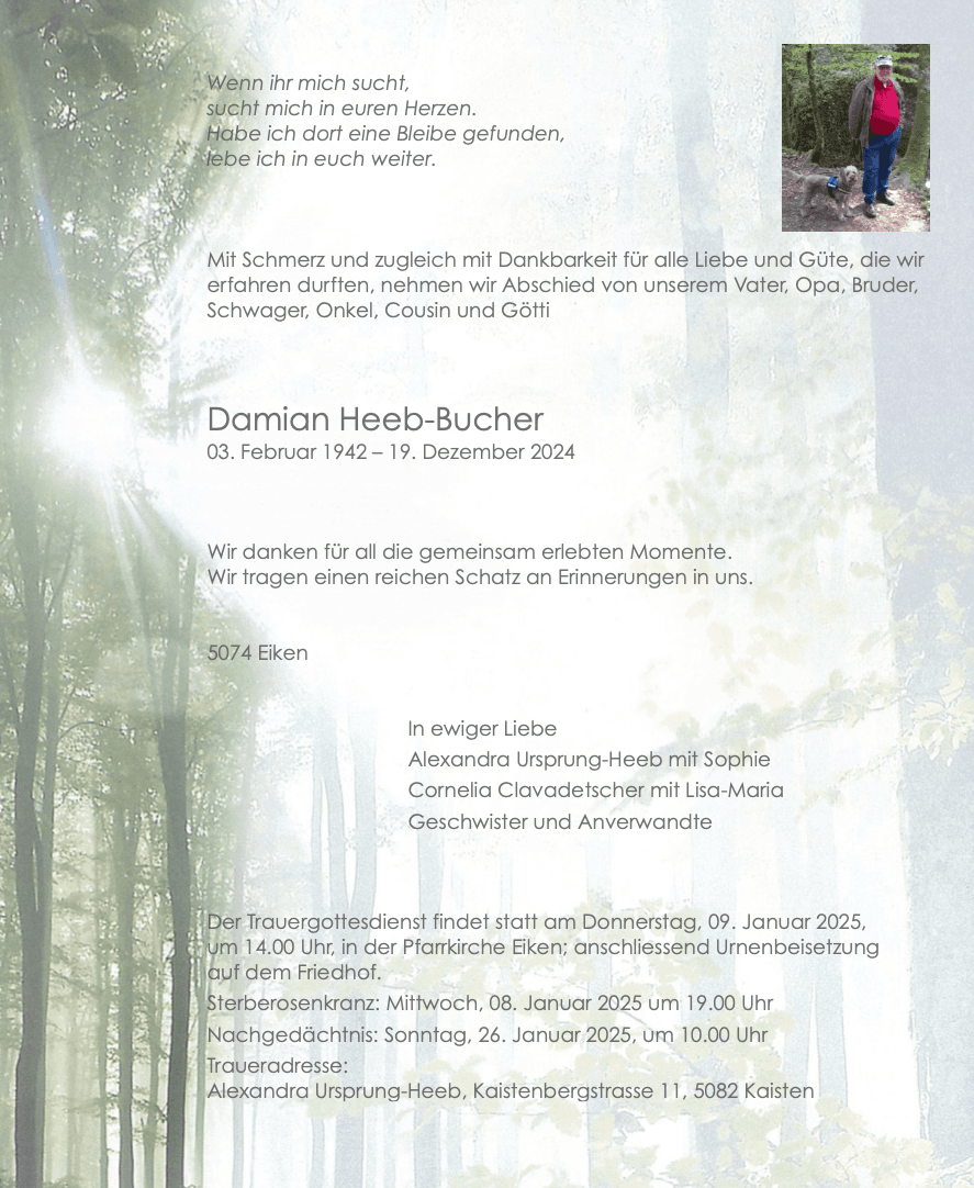 Bild der Todesanzeige