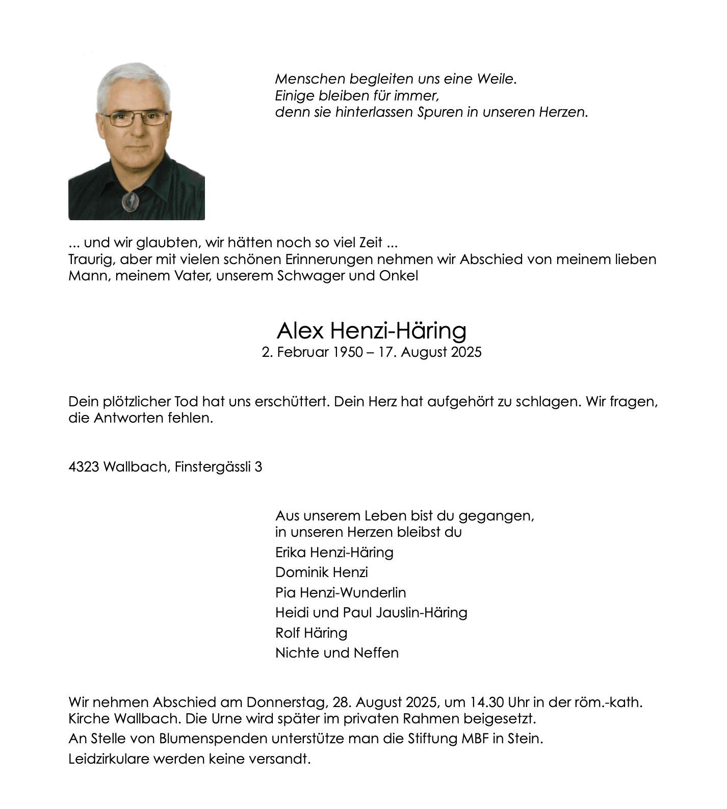 Bild der Todesanzeige