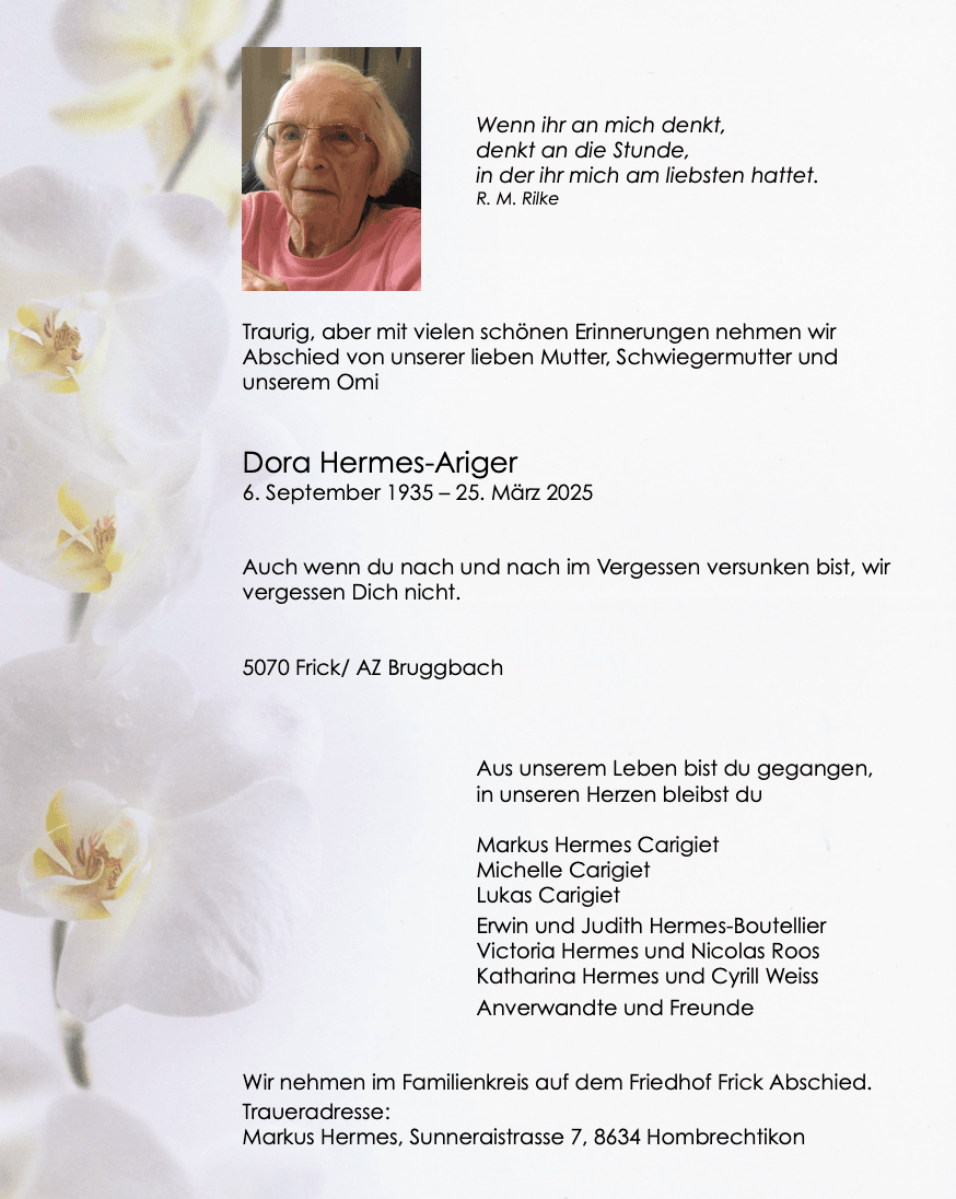 Bild der Todesanzeige