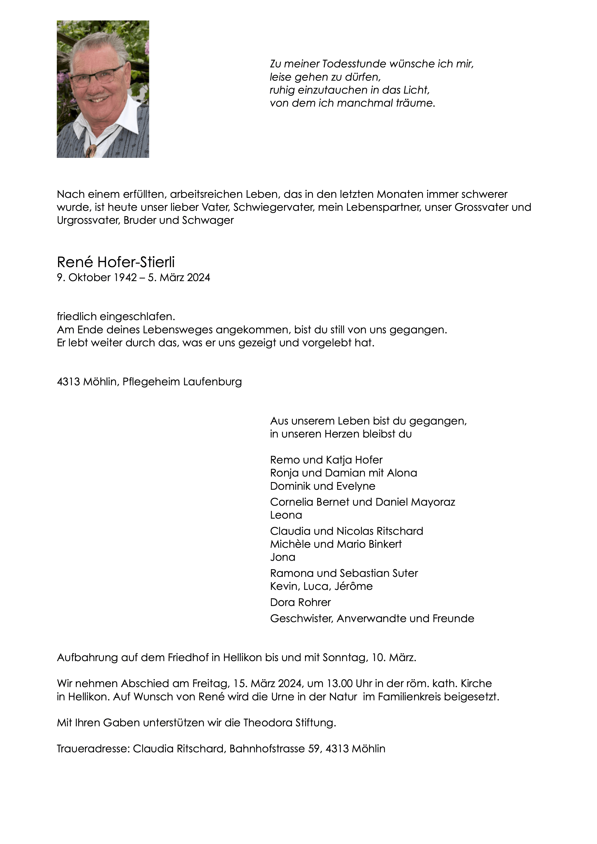 Bild der Todesanzeige