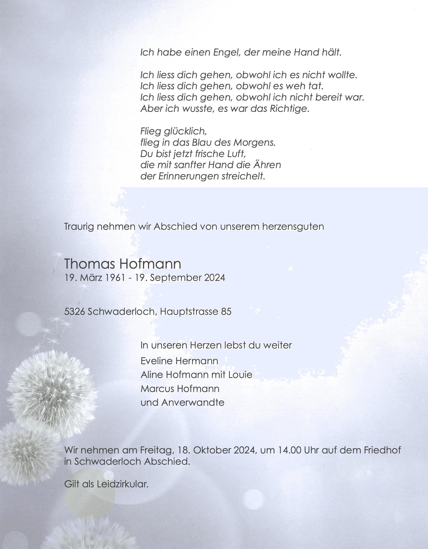 Bild der Todesanzeige