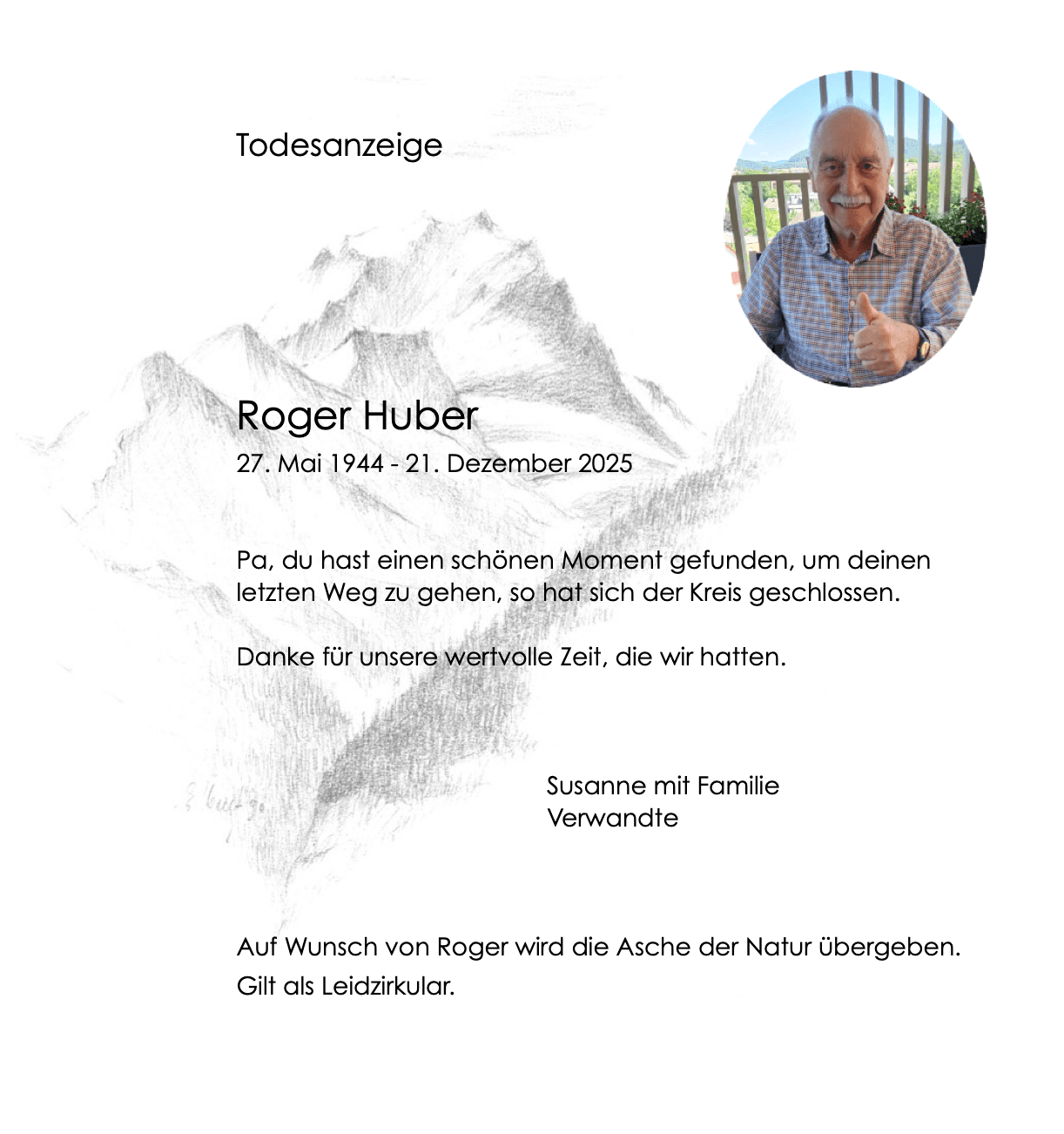 Bild der Todesanzeige