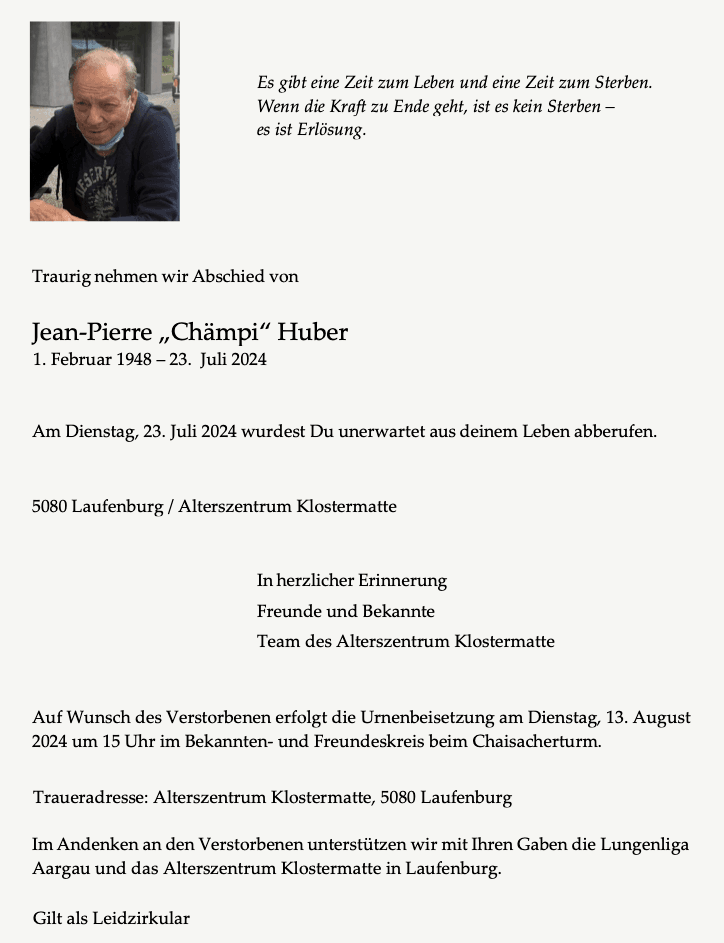 Bild der Todesanzeige