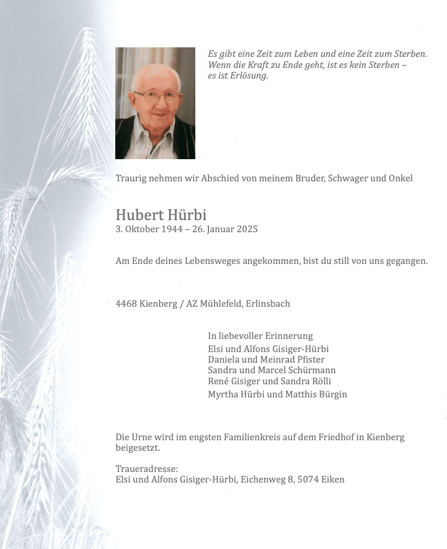Bild der Todesanzeige
