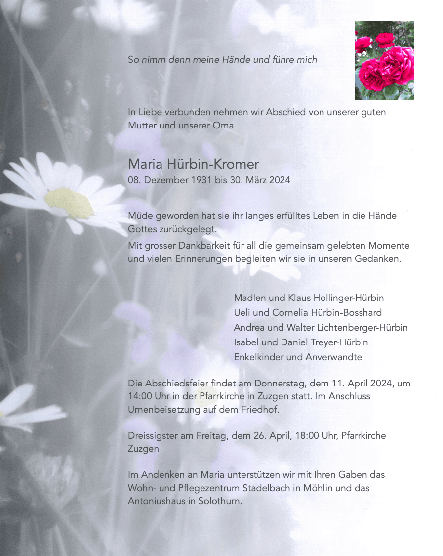Bild der Todesanzeige