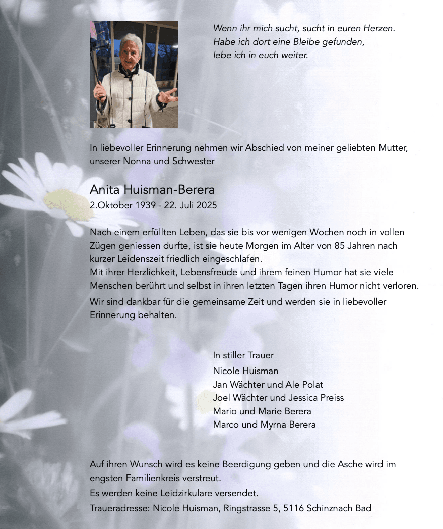 Bild der Todesanzeige