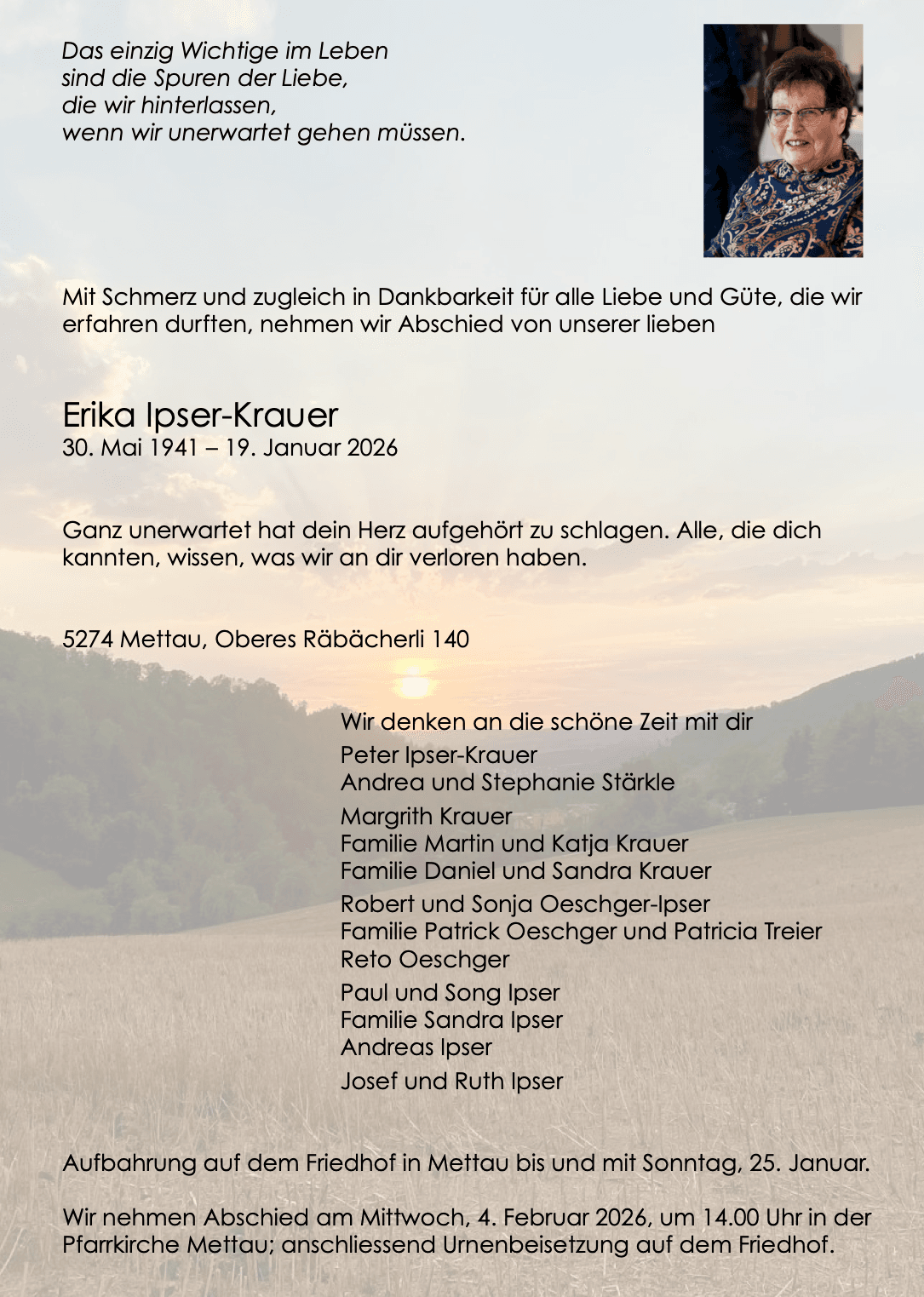 Bild der Todesanzeige