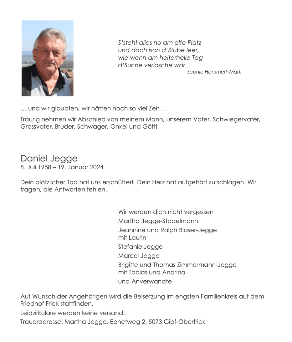 Bild der Todesanzeige